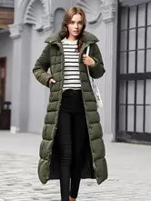 Women's Winter Hooded Coat with Detachable Faux Fur Collar and Belt