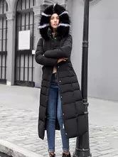 Women's Winter Hooded Coat with Detachable Faux Fur Collar and Belt