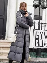 Women's Winter Hooded Coat with Detachable Faux Fur Collar and Belt
